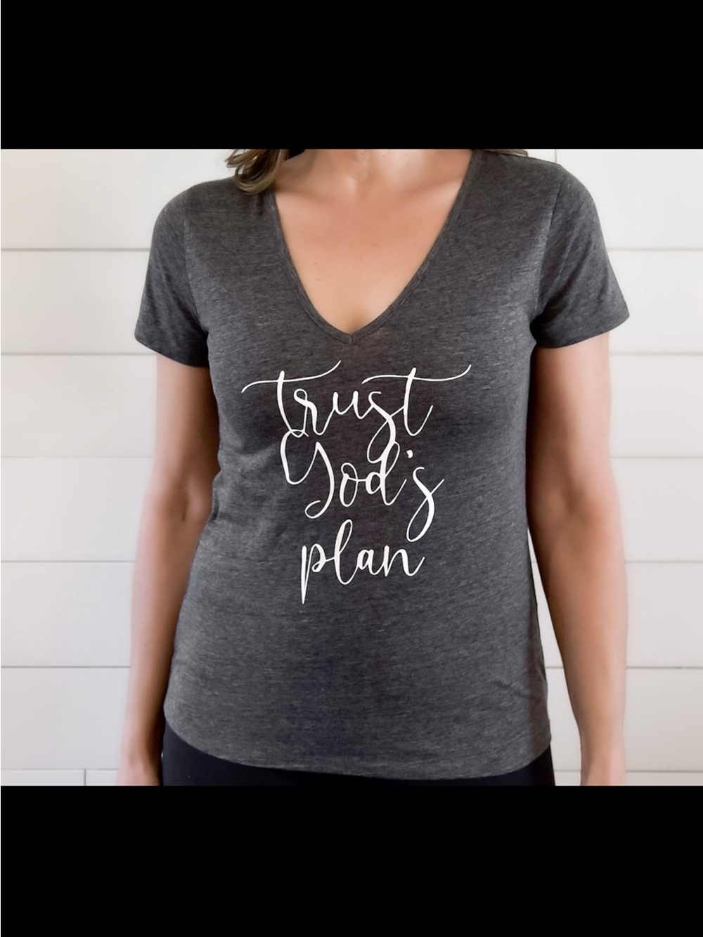Trust God's Plan V-Neck Tee - Charcoal